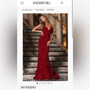 Sherri Hill 55091 Worn once no damage/no alterations. lace up back Long train